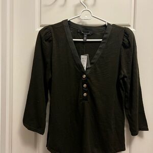 White House Black Market Dark Green Button Down Shirt
